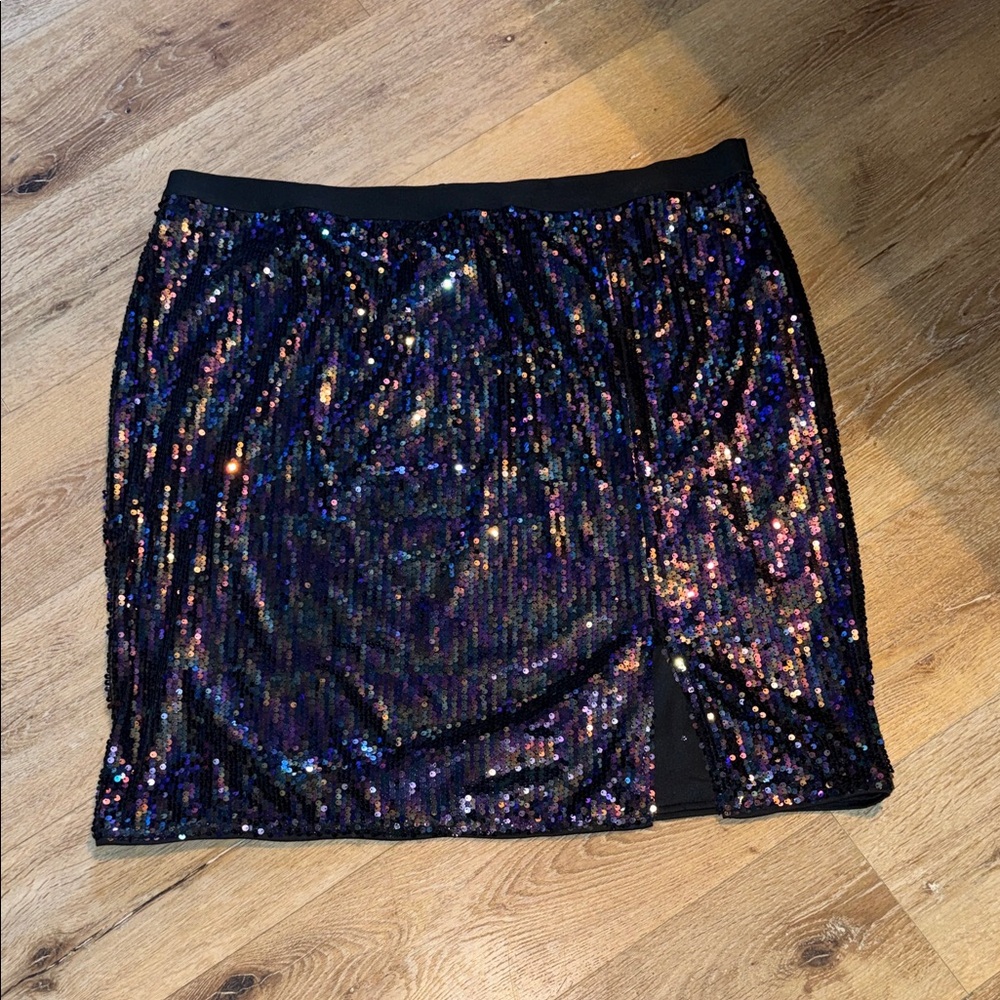 Agnes Orinda Sequin Mini Skirt - Iridescent Black